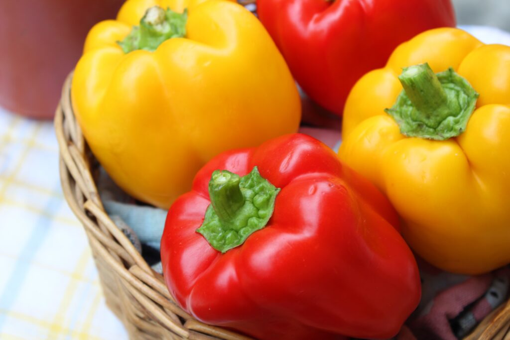 Bell peppers in basket