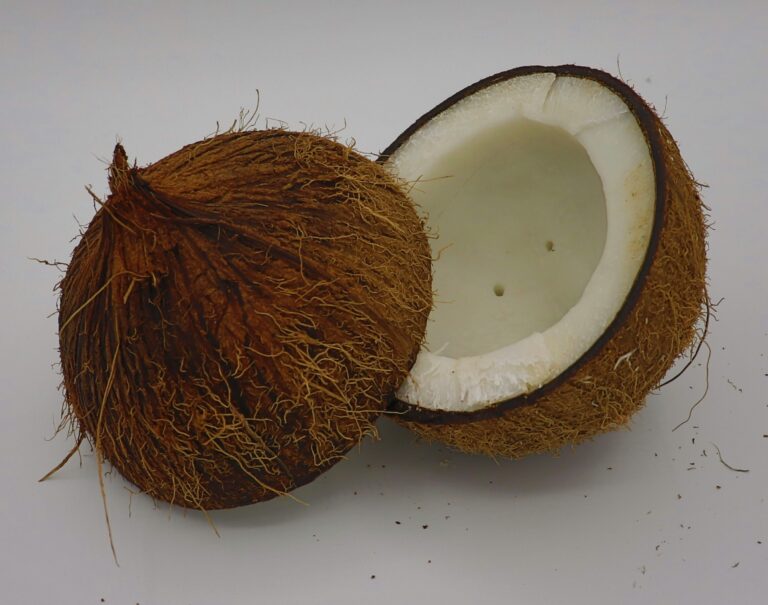 A whole half cutting coconut